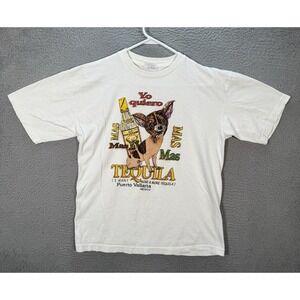 Vintage Star Shirt Adult Large White Tequila Skater Surfer Grunge Thrasher Y2K
